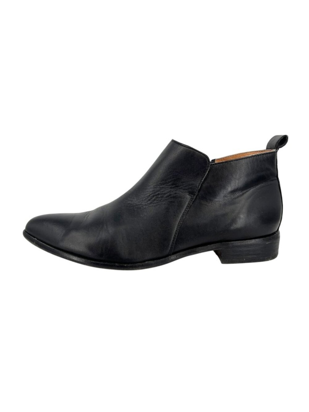 Corso Como Dynamite Black Leather Ankle Boots Size 9.5 Side Zip Low Heel